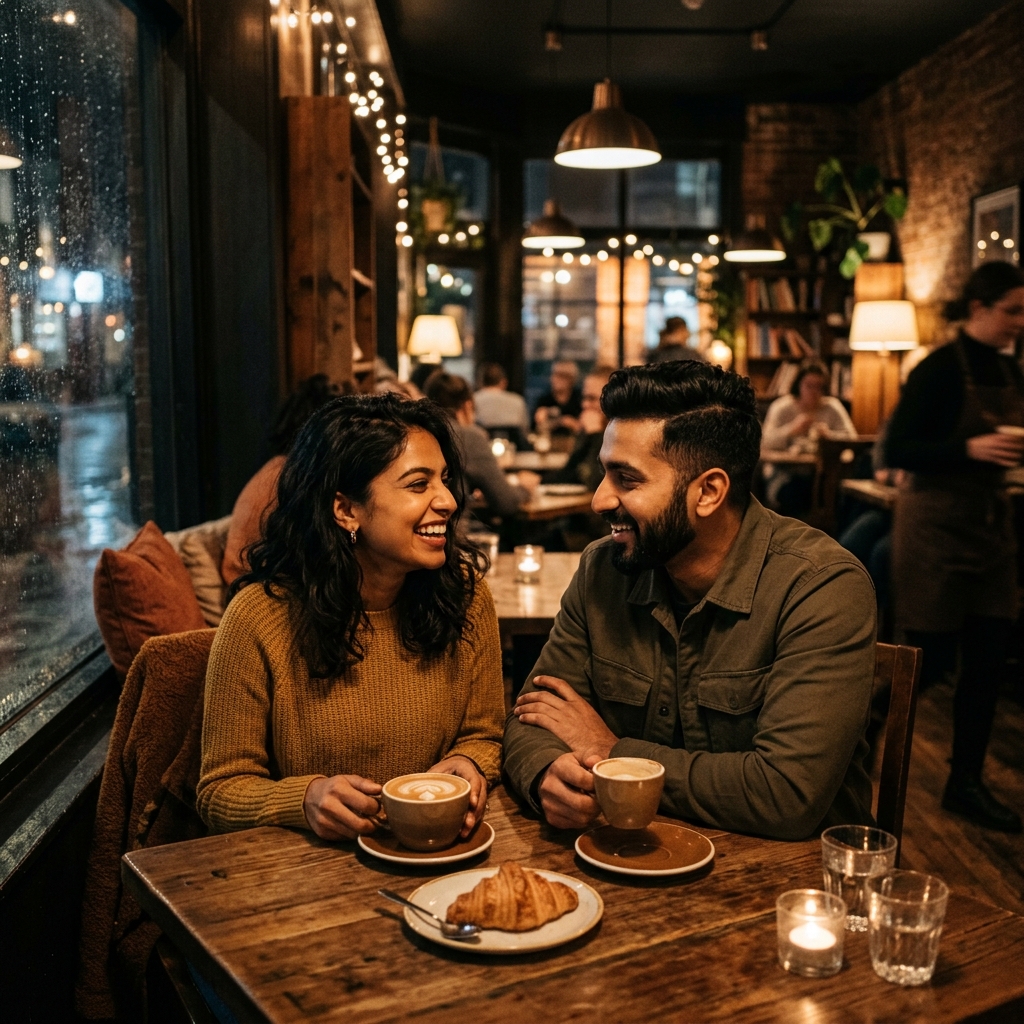 Indian couple on a coffee date